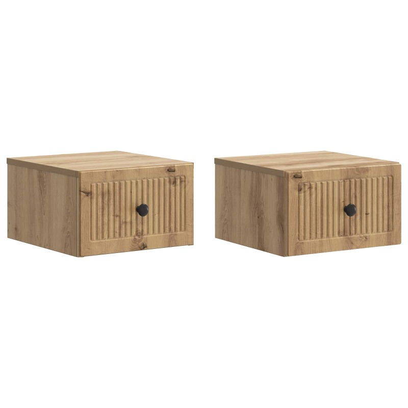 vidaXL Τοίχου Κρεμαστό Κομοδίνο 2 τεμ. Artisan Δρυς 33 x 34,5 x 20 εκ