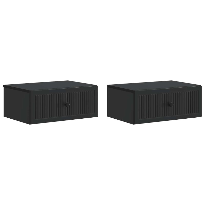 vidaXL Κομοδίνο 2 τεμ. Μαύρο 49 x 34,5 x 20 εκ. Επεξεργασμένο Ξύλο
