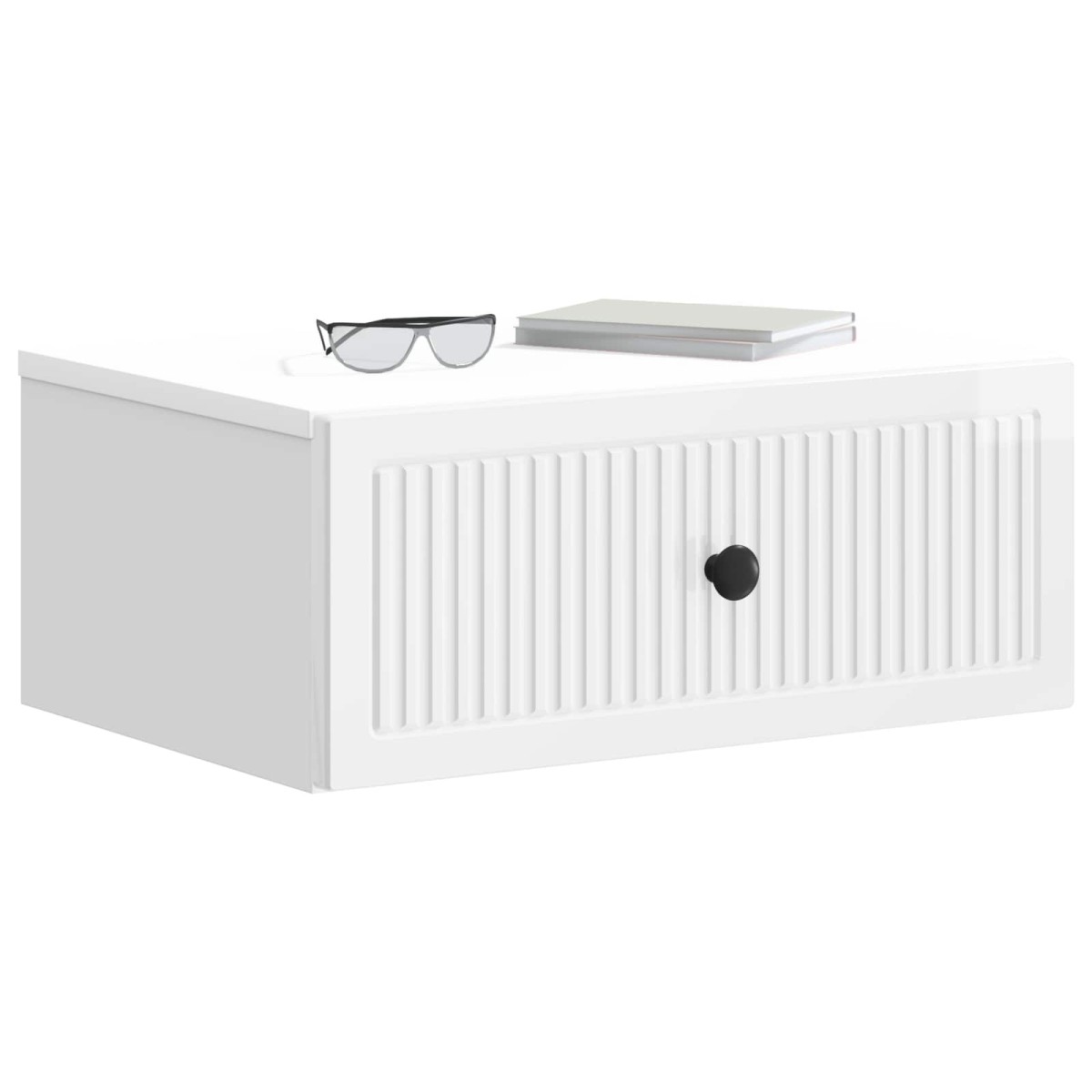 vidaXL Κομοδίνο Γυαλιστερό Λευκό 49 x 34,5 x 20 εκ. Επεξεργασμένο Ξύλο
