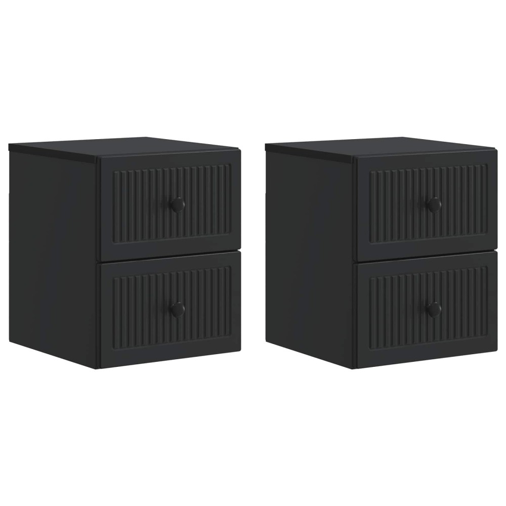 vidaXL Τοίχου Κρεμαστό Κομοδίνο 2 τεμ. Μαύρο 33 x 34,5 x 40 εκ