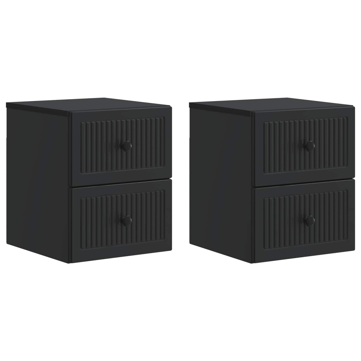 vidaXL Τοίχου Κρεμαστό Κομοδίνο 2 τεμ. Μαύρο 33 x 34,5 x 40 εκ