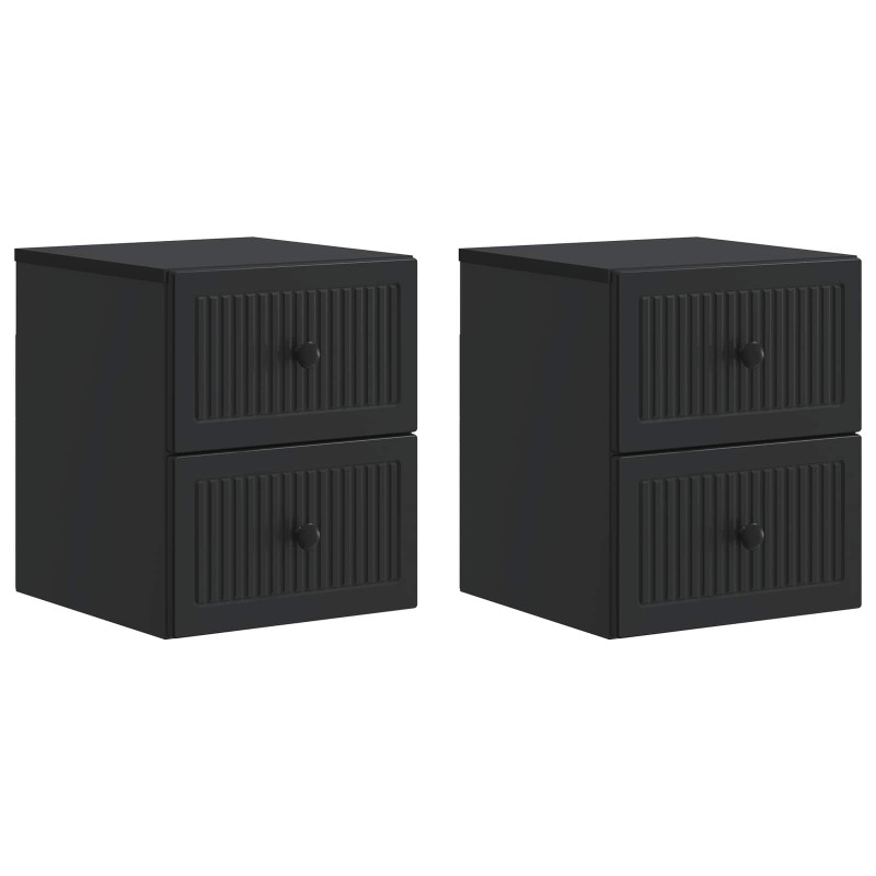 vidaXL Τοίχου Κρεμαστό Κομοδίνο 2 τεμ. Μαύρο 33 x 34,5 x 40 εκ
