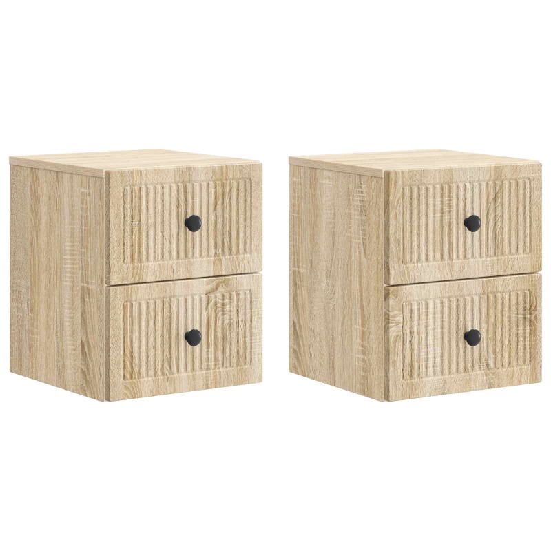 vidaXL Τοίχου Κρεμαστό Κομοδίνο 2 τεμ. Sonoma Δρυς 33 x 34,5 x 40 εκ