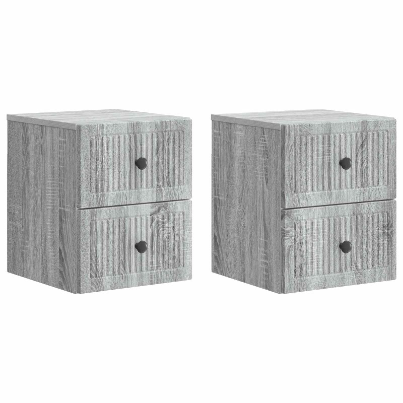 vidaXL Τοίχου Κρεμαστό Κομοδίνο 2 τεμ. Γκρι Sonoma 33 x 34,5 x 40 εκ
