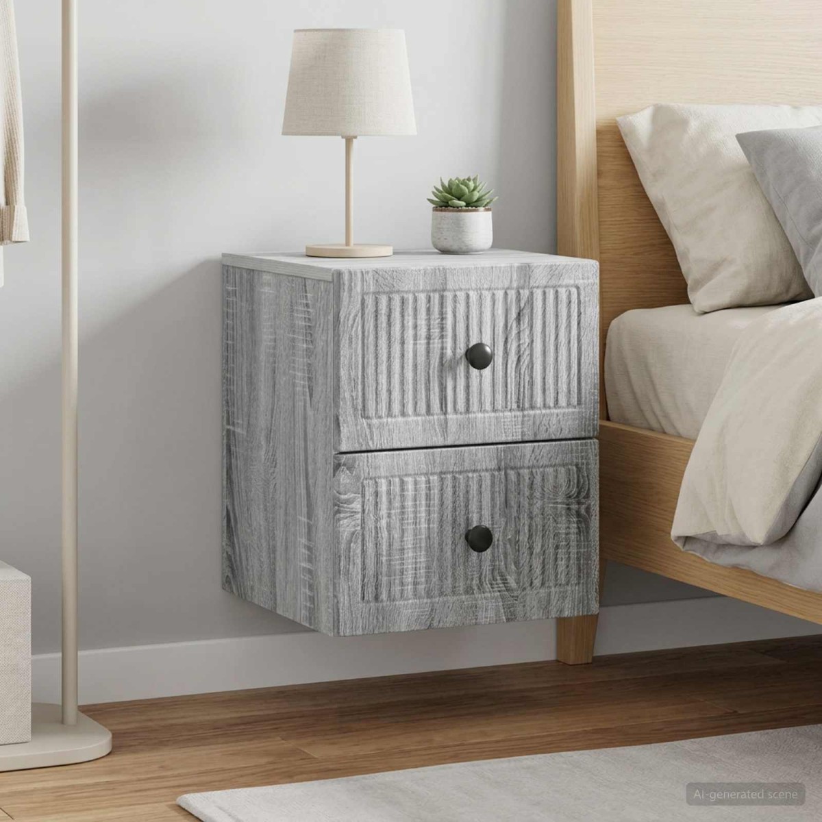 vidaXL Τοίχου Κρεμαστό Κομοδίνο 2 τεμ. Γκρι Sonoma 33 x 34,5 x 40 εκ