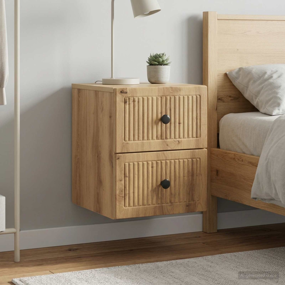 vidaXL Τοίχου Κρεμαστό Κομοδίνο 2 τεμ. Artisan Δρυς 33 x 34,5 x 40 εκ