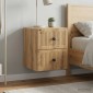 vidaXL Τοίχου Κρεμαστό Κομοδίνο 2 τεμ. Artisan Δρυς 33 x 34,5 x 40 εκ