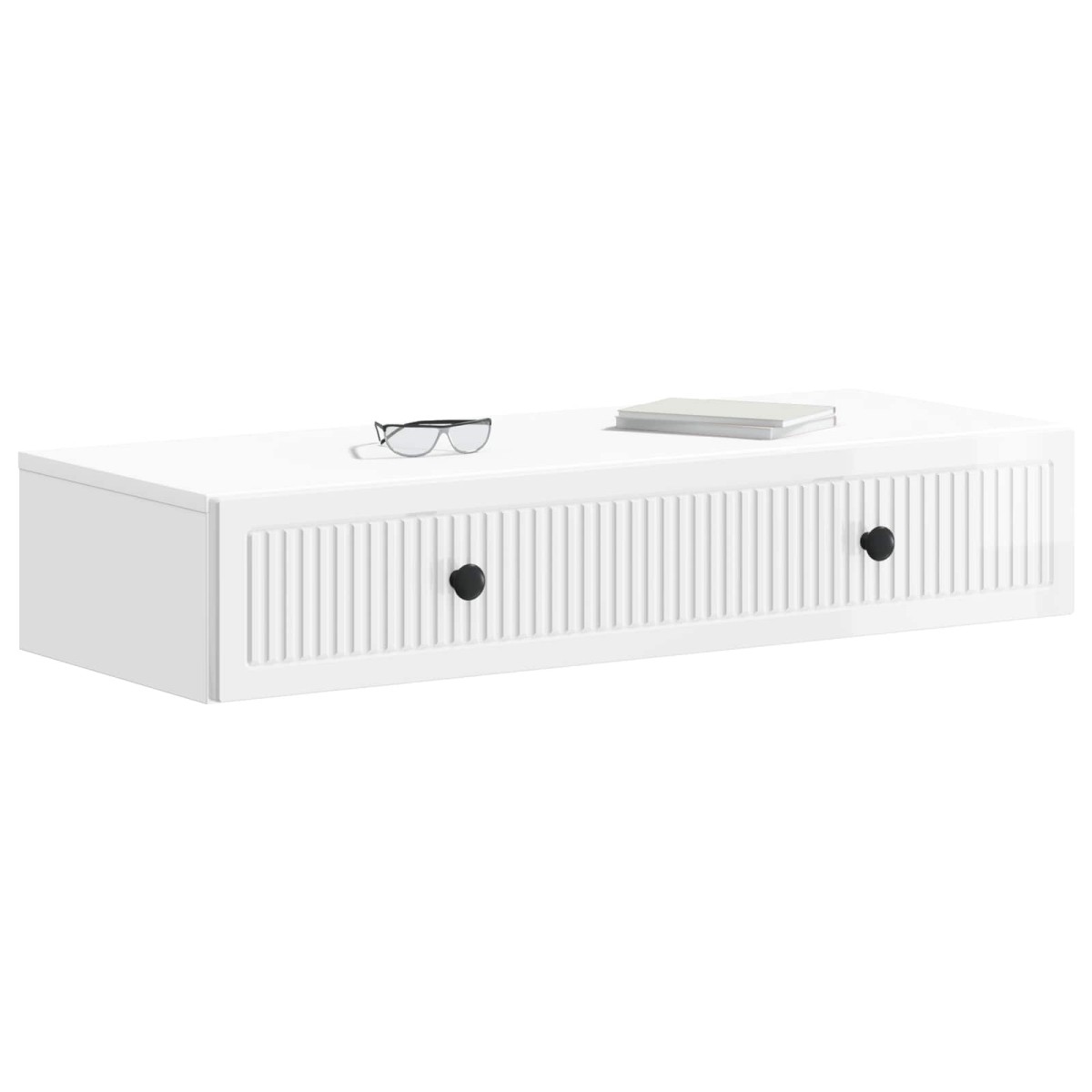 vidaXL Τραπεζάκι Τοίχου Γυαλιστερό Λευκό 87,5 x 34,5 x 17 εκ.