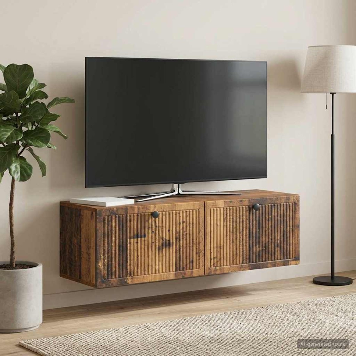 vidaXL Τοποθετούμενος στον τοίχο τηλεοπτικός ερμάριος Παλαιωμένο ξύλο