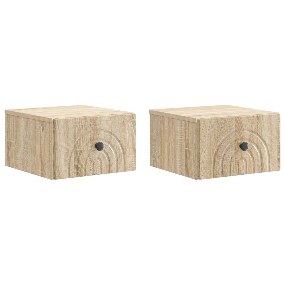 vidaXL Τοίχου Κρεμαστό Κομοδίνο 2 τμχ. Sonoma Δρυς 33 x 34,5 x 20 εκ