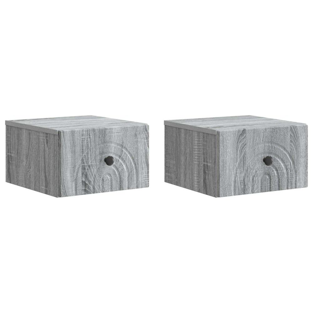 vidaXL Τοίχου Κρεμαστό Κομοδίνο 2 τμχ. Γκρι Sonoma 33 x 34,5 x 20 εκ