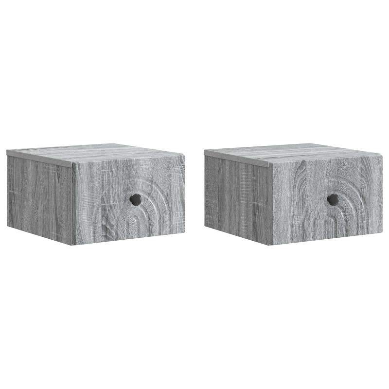 vidaXL Τοίχου Κρεμαστό Κομοδίνο 2 τμχ. Γκρι Sonoma 33 x 34,5 x 20 εκ
