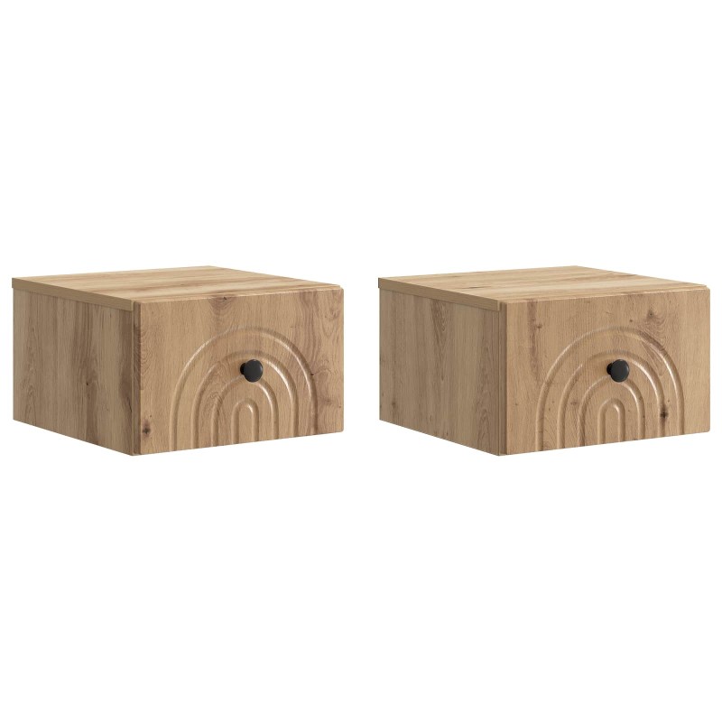 vidaXL Τοίχου Κρεμαστό Κομοδίνο 2 τμχ. Artisan Δρυς 33 x 34,5 x 20 εκ