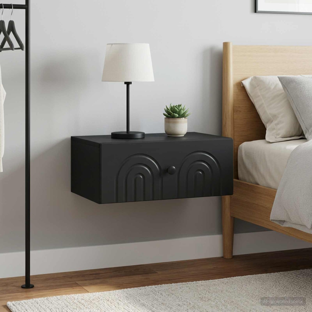 vidaXL Τοίχου Κρεμαστό Κομοδίνο 2 τεμ. Μαύρο 49 x 34,5 x 20 εκ.