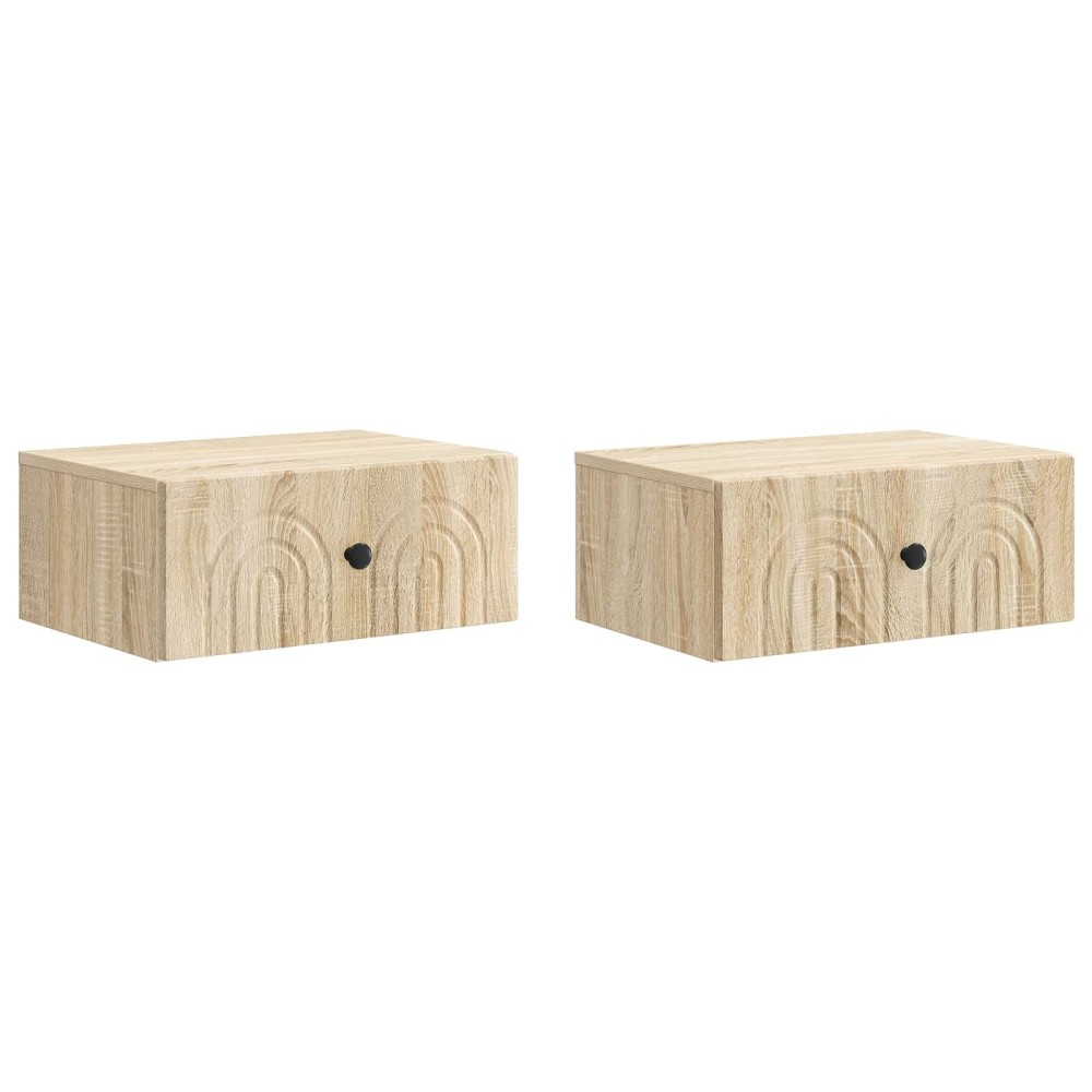vidaXL Τοίχου Κρεμαστό Κομοδίνο 2 τεμ. Sonoma Δρυς 49 x 34,5 x 20 εκ.