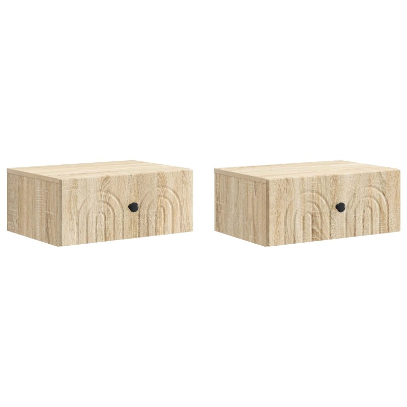 vidaXL Τοίχου Κρεμαστό Κομοδίνο 2 τεμ. Sonoma Δρυς 49 x 34,5 x 20 εκ.