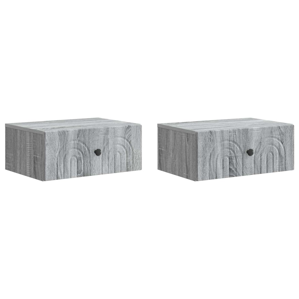 vidaXL Τοίχου Κρεμαστό Κομοδίνο 2 τεμ. Γκρι Sonoma 49 x 34,5 x 20 εκ.