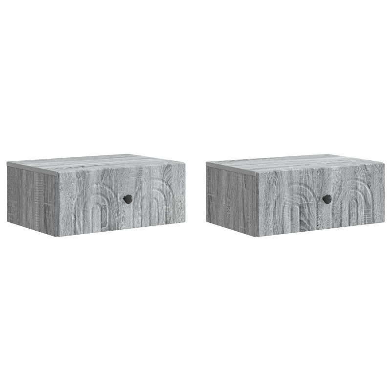 vidaXL Τοίχου Κρεμαστό Κομοδίνο 2 τεμ. Γκρι Sonoma 49 x 34,5 x 20 εκ.