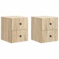 vidaXL Τοίχου Κρεμαστό Κομοδίνο 2 τμχ. Sonoma Δρυς 33 x 34,5 x 40 εκ