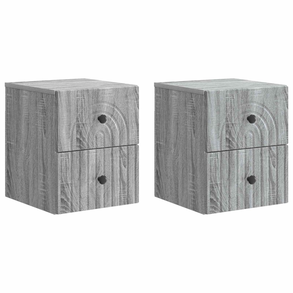 vidaXL Τοίχου Κρεμαστό Κομοδίνο 2 τμχ. Γκρι Sonoma 33 x 34,5 x 40 εκ