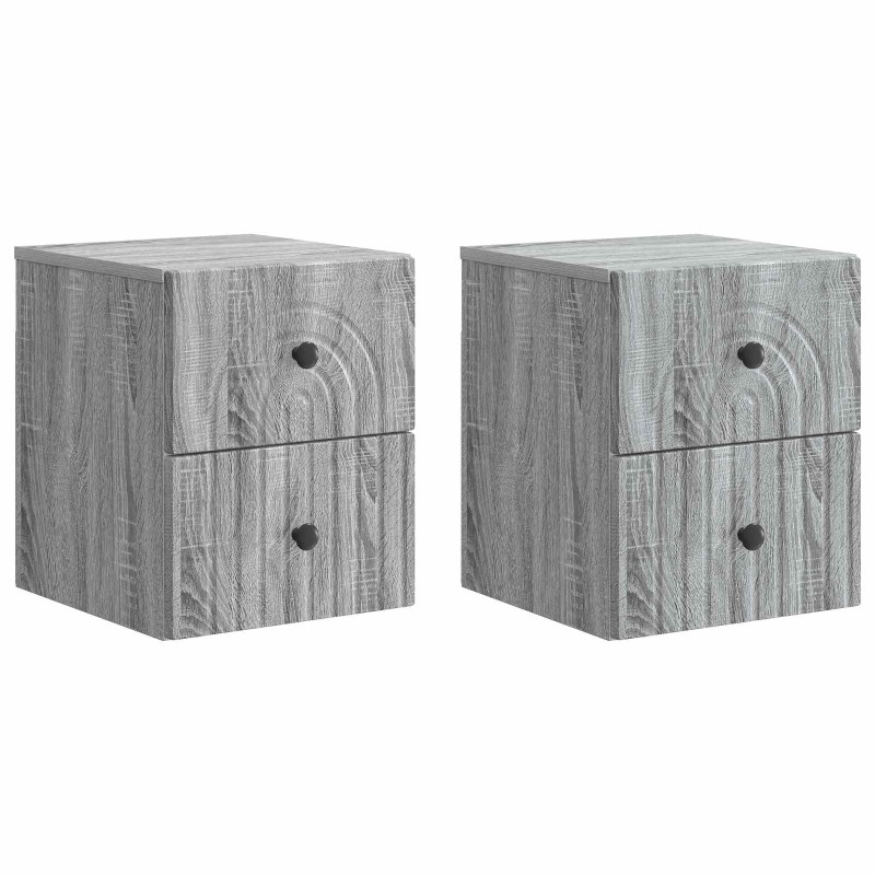 vidaXL Τοίχου Κρεμαστό Κομοδίνο 2 τμχ. Γκρι Sonoma 33 x 34,5 x 40 εκ