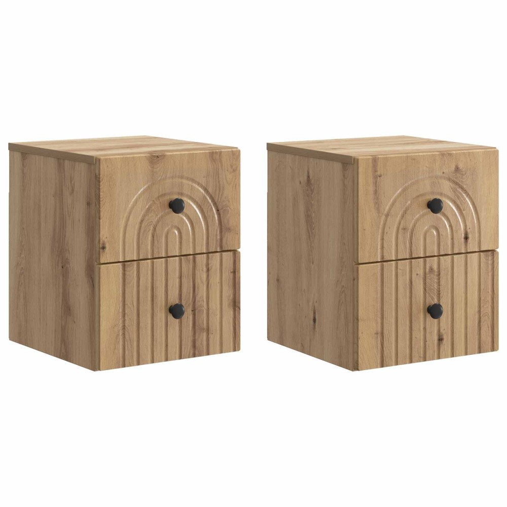vidaXL Τοίχου Κρεμαστό Κομοδίνο 2 τμχ. Artisan Δρυς 33 x 34,5 x 40 εκ