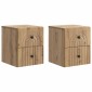 vidaXL Τοίχου Κρεμαστό Κομοδίνο 2 τμχ. Artisan Δρυς 33 x 34,5 x 40 εκ