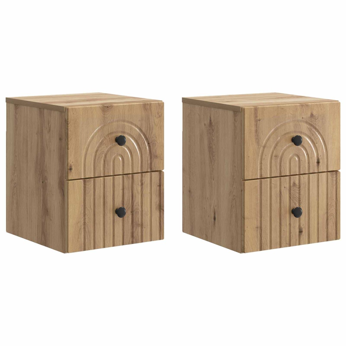 vidaXL Τοίχου Κρεμαστό Κομοδίνο 2 τμχ. Artisan Δρυς 33 x 34,5 x 40 εκ