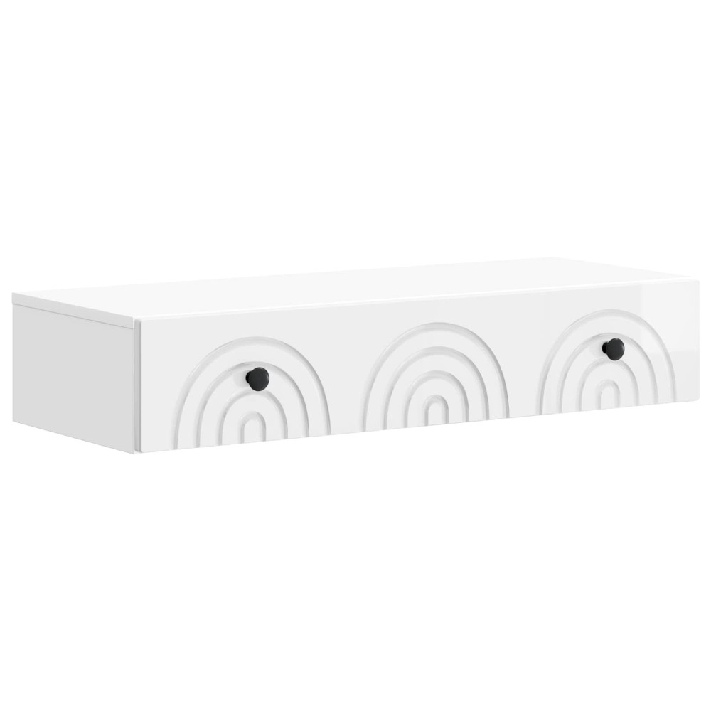vidaXL Τραπεζάκι Τοίχου Γυαλιστερό Λευκό 87,5 x 34,5 x 17 εκ.