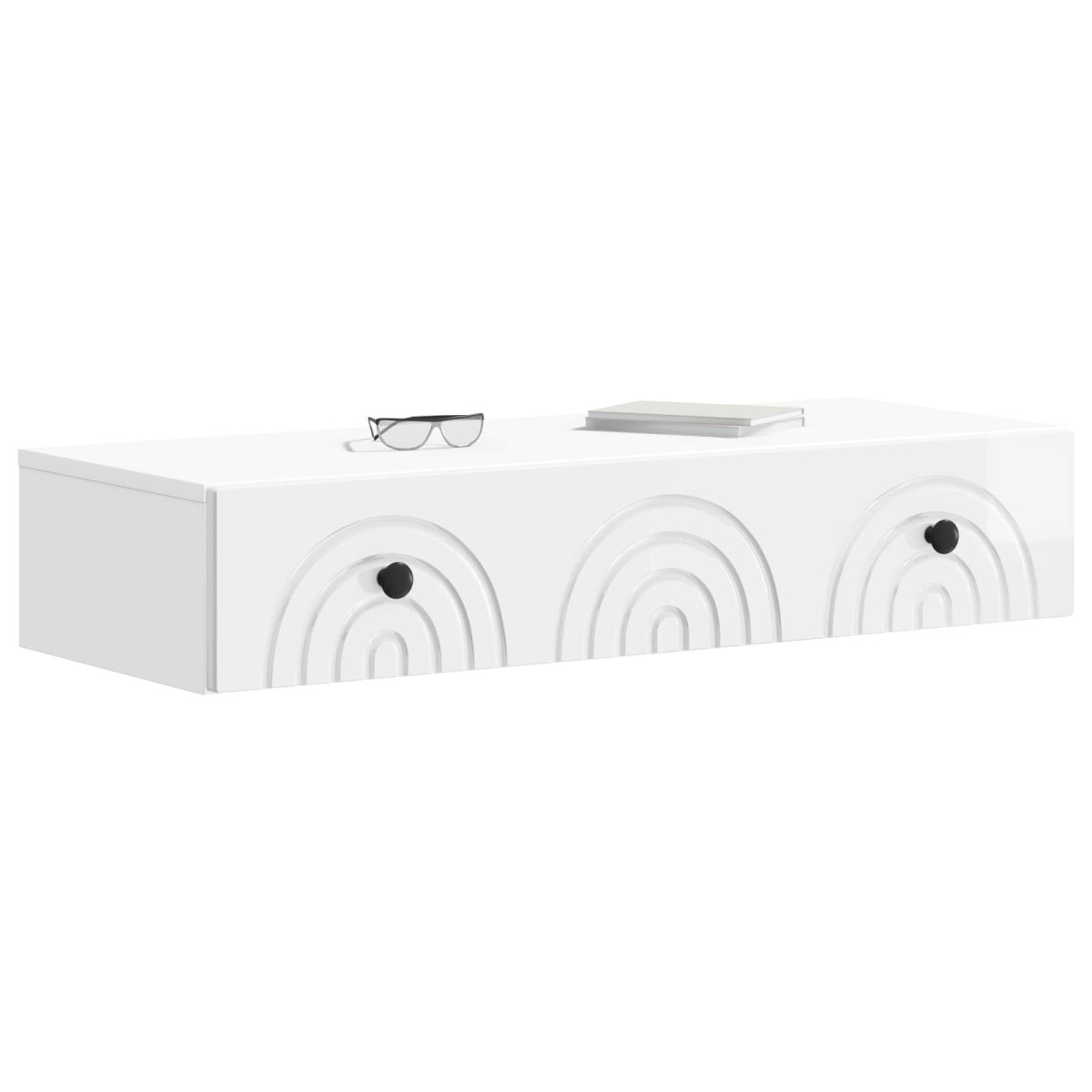 vidaXL Τραπεζάκι Τοίχου Γυαλιστερό Λευκό 87,5 x 34,5 x 17 εκ.