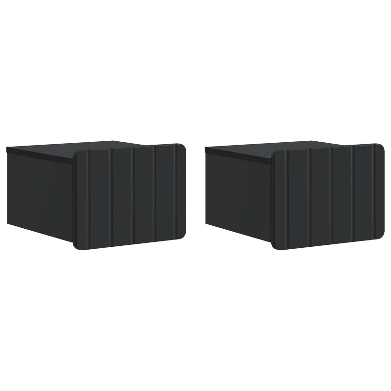 vidaXL Τοίχου Κρεμαστό Κομοδίνο 2 τμχ. Μαύρο 33 x 34,5 x 24 εκ.