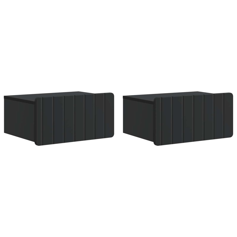 vidaXL Τοίχου Κρεμαστό Κομοδίνο 2 τμχ. Μαύρο 49 x 34,5 x 24 εκ.