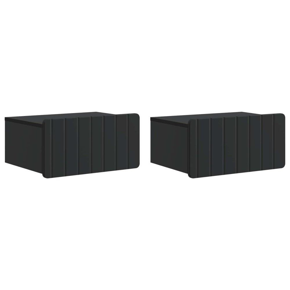 vidaXL Τοίχου Κρεμαστό Κομοδίνο 2 τμχ. Μαύρο 49 x 34,5 x 24 εκ.