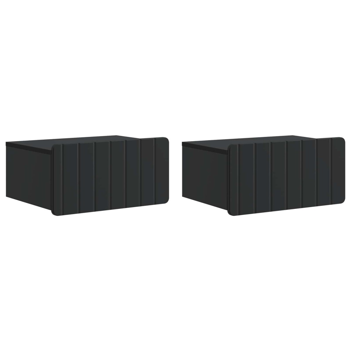 vidaXL Τοίχου Κρεμαστό Κομοδίνο 2 τμχ. Μαύρο 49 x 34,5 x 24 εκ.