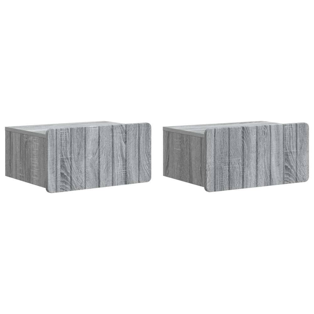 vidaXL Τοίχου Κρεμαστό Κομοδίνο 2 τμχ. Γκρι Sonoma 49 x 34,5 x 24 εκ.
