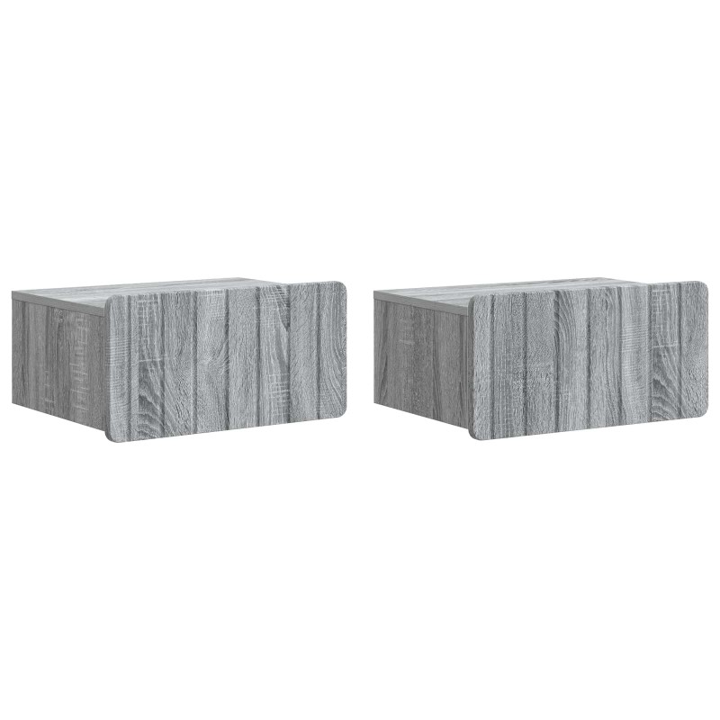 vidaXL Τοίχου Κρεμαστό Κομοδίνο 2 τμχ. Γκρι Sonoma 49 x 34,5 x 24 εκ.
