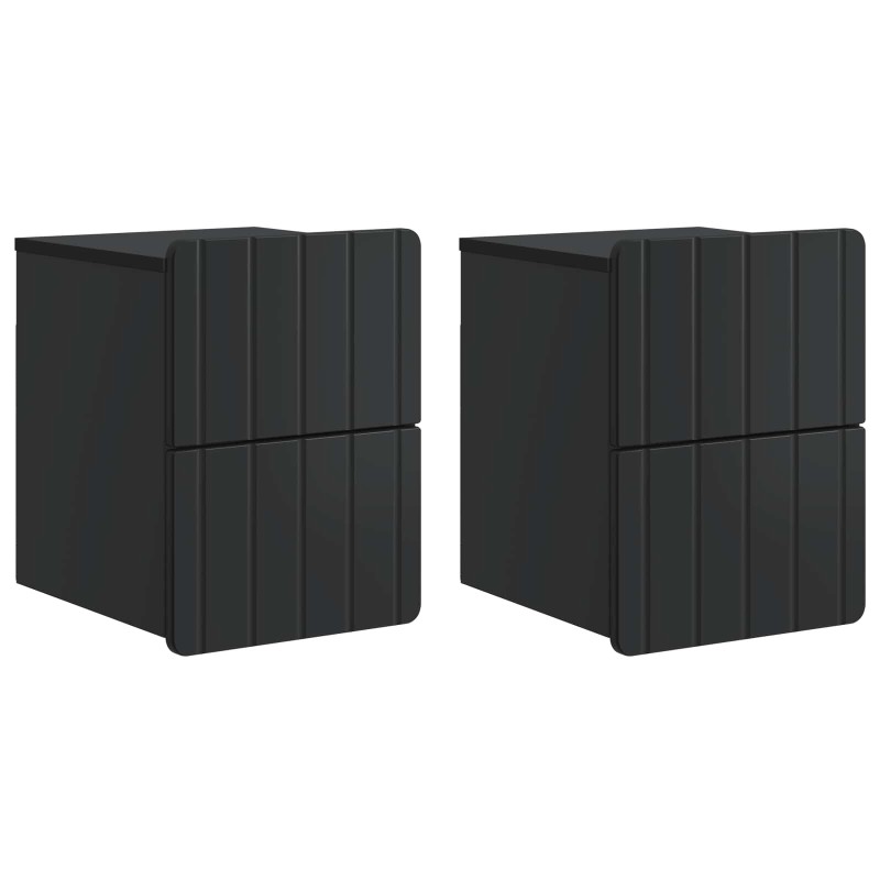 vidaXL Τοίχου Κρεμαστό Κομοδίνο 2 τεμ. Μαύρο 33 x 34,5 x 43 εκ.