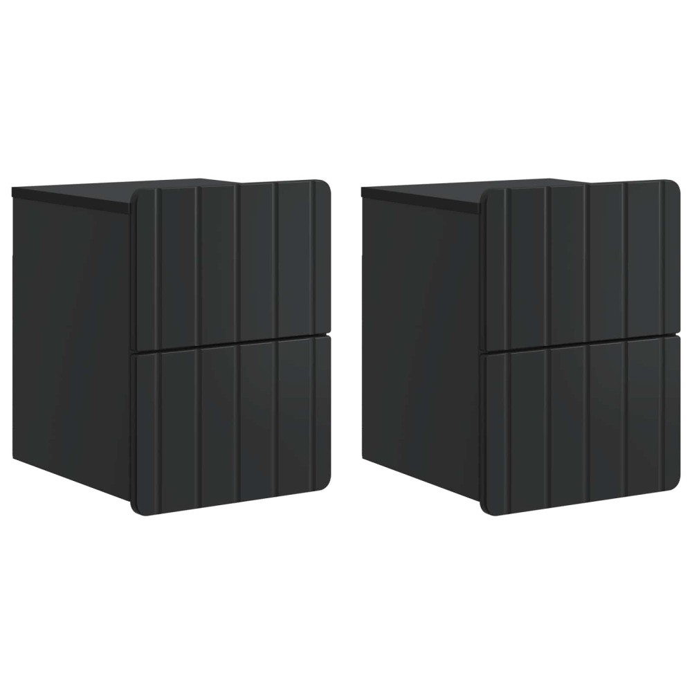 vidaXL Τοίχου Κρεμαστό Κομοδίνο 2 τεμ. Μαύρο 33 x 34,5 x 43 εκ.