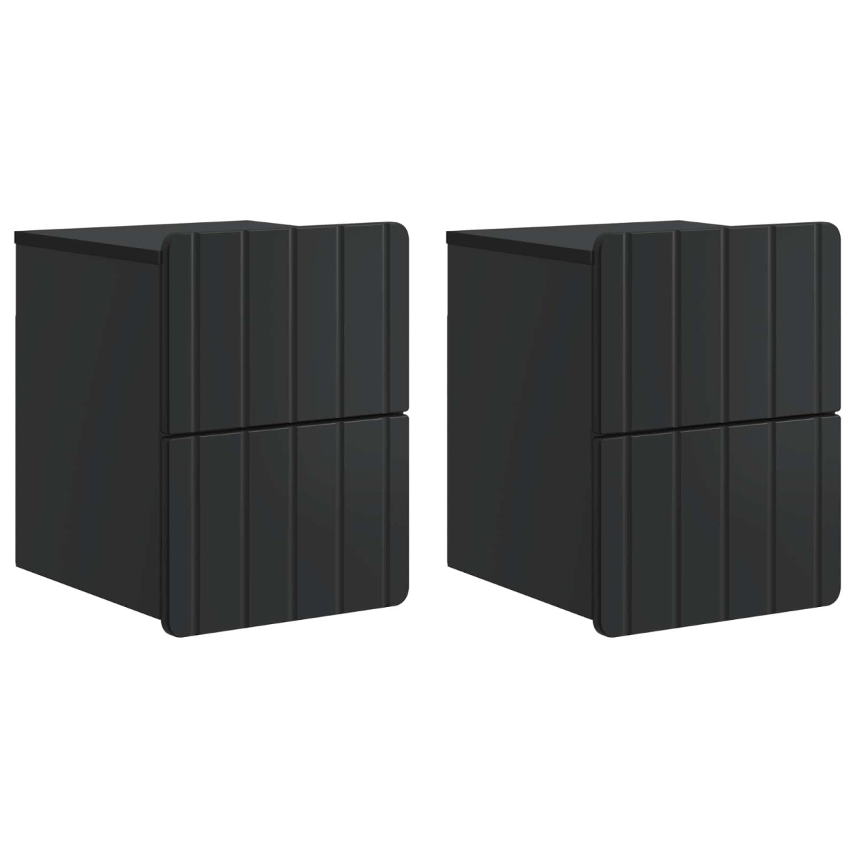 vidaXL Τοίχου Κρεμαστό Κομοδίνο 2 τεμ. Μαύρο 33 x 34,5 x 43 εκ.