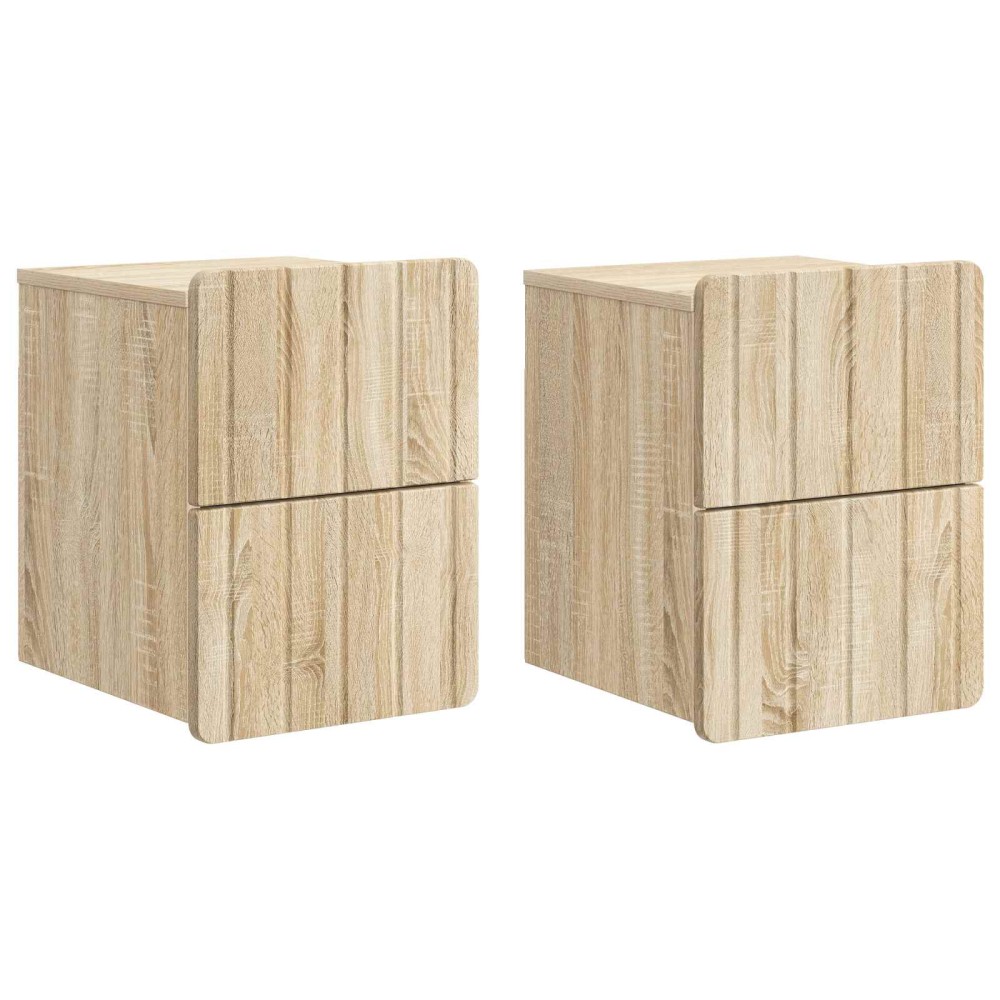 vidaXL Τοίχου Κρεμαστό Κομοδίνο 2 τεμ. Sonoma Δρυς 33 x 34,5 x 43 εκ.