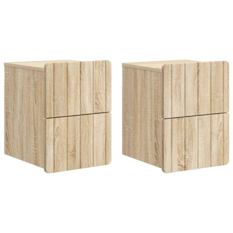 vidaXL Τοίχου Κρεμαστό Κομοδίνο 2 τεμ. Sonoma Δρυς 33 x 34,5 x 43 εκ.