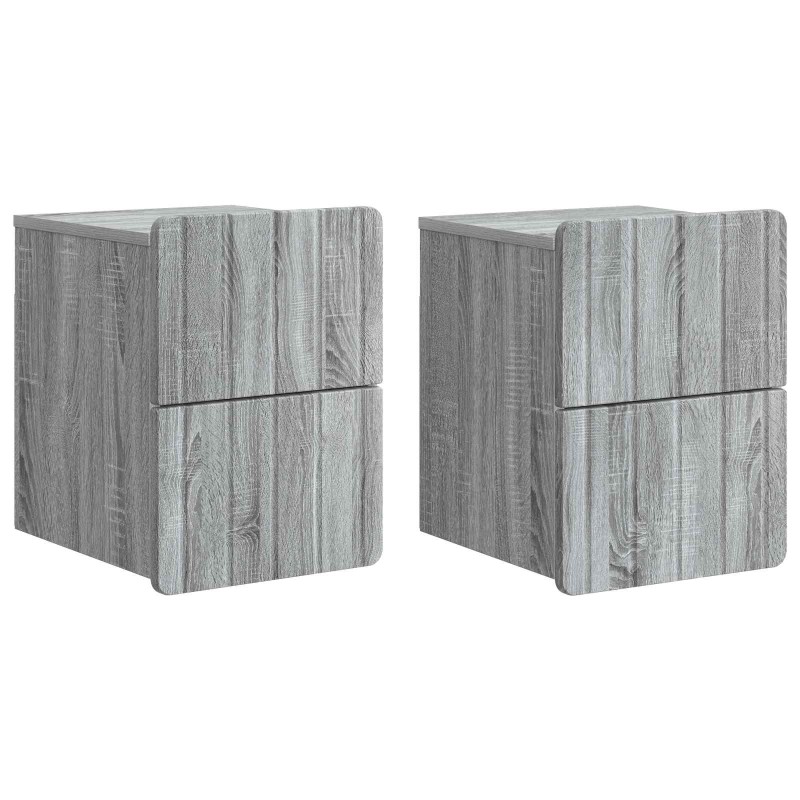 vidaXL Τοίχου Κρεμαστό Κομοδίνο 2 τεμ. Γκρι Sonoma 33 x 34,5 x 43 εκ.