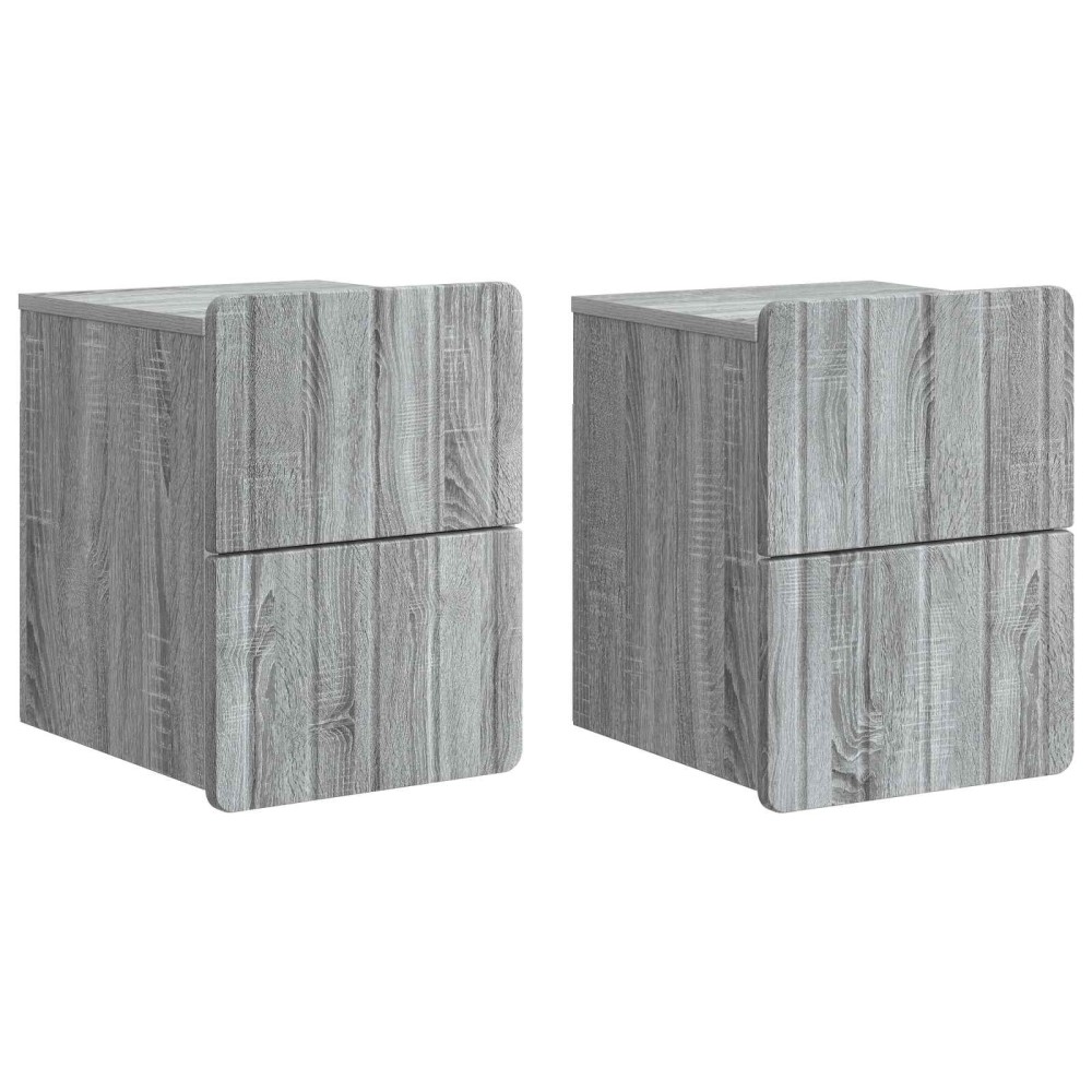 vidaXL Τοίχου Κρεμαστό Κομοδίνο 2 τεμ. Γκρι Sonoma 33 x 34,5 x 43 εκ.