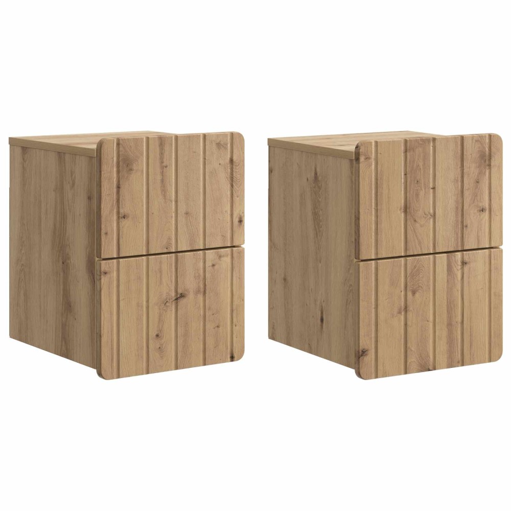 vidaXL Τοίχου Κρεμαστό Κομοδίνο 2 τεμ. Artisan Δρυς 33 x 34,5 x 43 εκ.