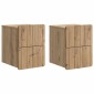vidaXL Τοίχου Κρεμαστό Κομοδίνο 2 τεμ. Artisan Δρυς 33 x 34,5 x 43 εκ.