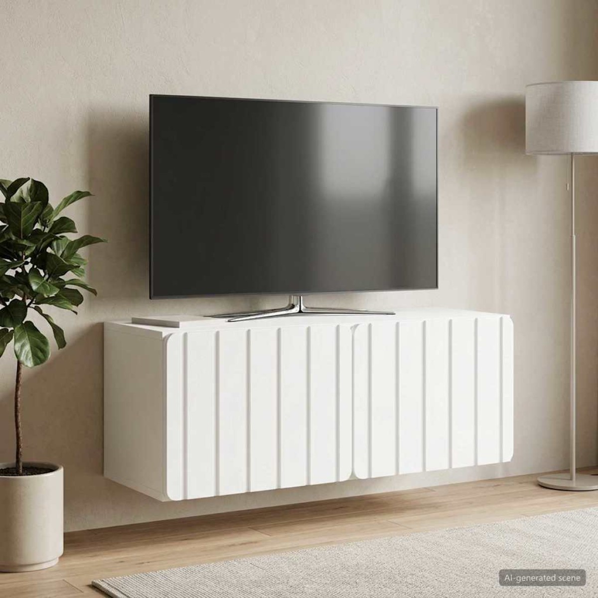 vidaXL Τοποθετούμενος στον τοίχο τηλεοπτικός ερμάριος Λευκό