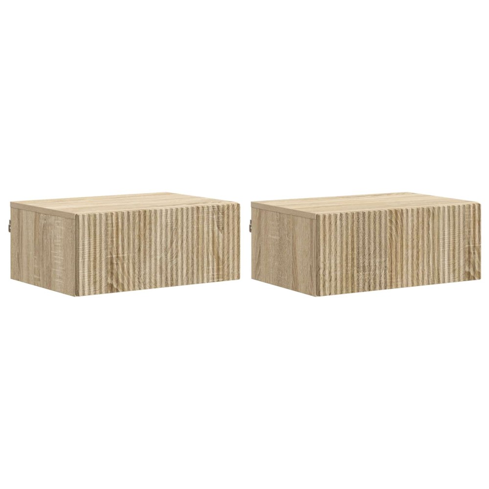 vidaXL Τοίχου Κρεμαστό Κομοδίνο 2 τεμ. Sonoma Δρυς 49 x 34,5 x 20 εκ.
