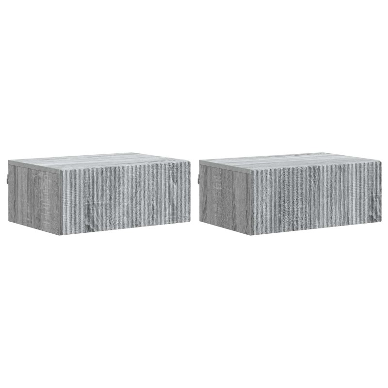 vidaXL Τοίχου Κρεμαστό Κομοδίνο 2 τεμ. Γκρι Sonoma 49 x 34,5 x 20 εκ.