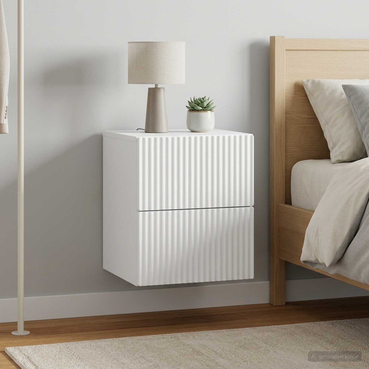 vidaXL Τοίχου Κρεμαστό Κομοδίνο 2 τεμ. Λευκό 33 x 34,5 x 40 εκ