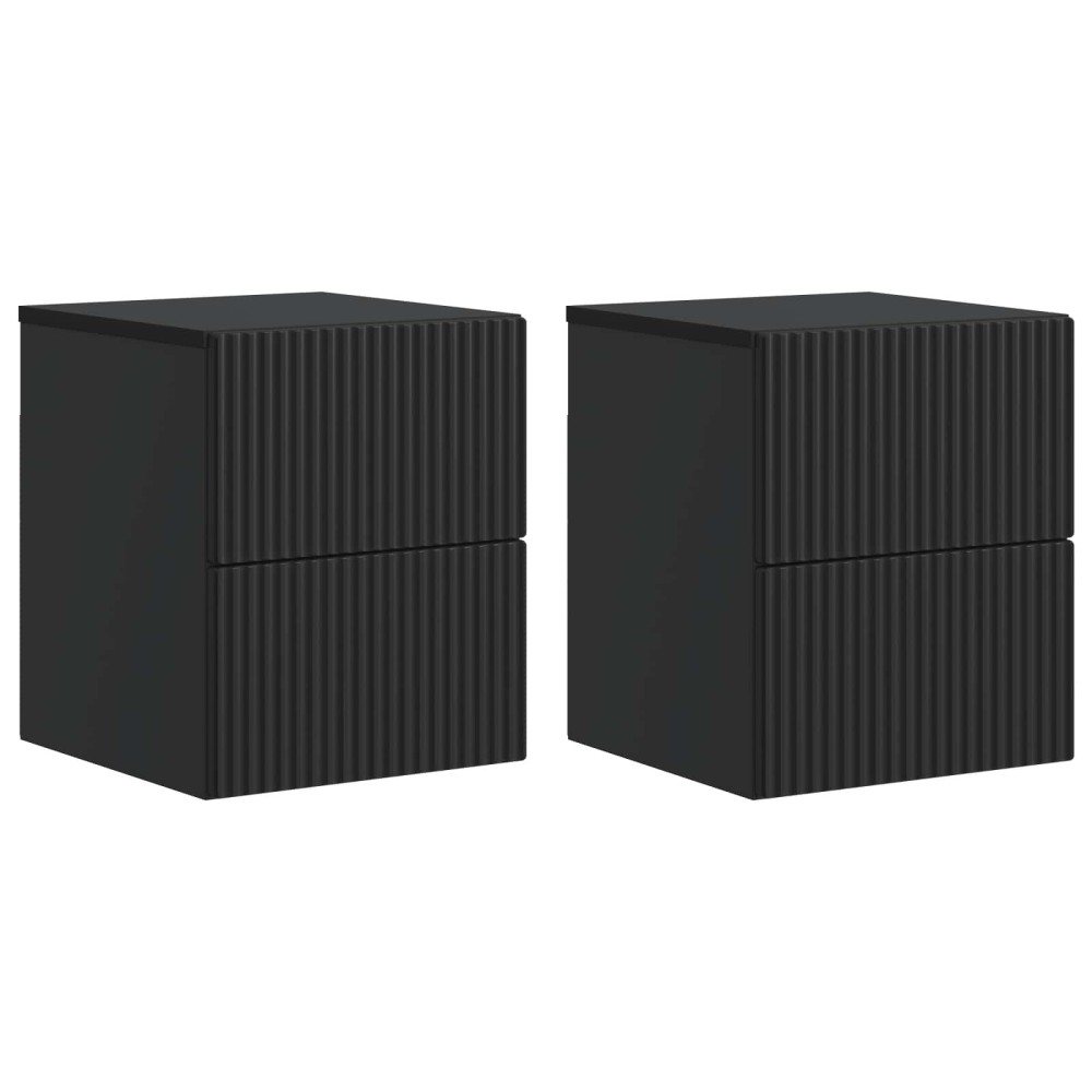 vidaXL Τοίχου Κρεμαστό Κομοδίνο 2 τεμ. Μαύρο 33 x 34,5 x 40 εκ